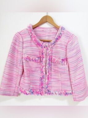 Lilly Pulitzer Lia Boucle Crop Jacket in Sparkle Pink size 8